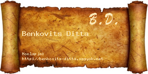 Benkovits Ditta névjegykártya